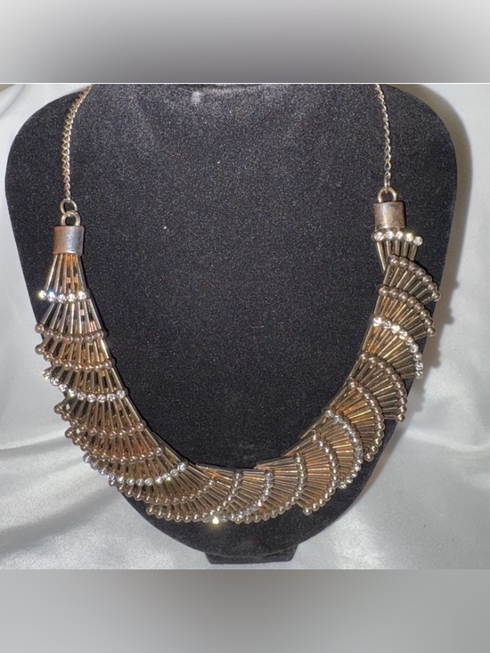 The Unbranded Brand Jewelry - Vintage Fan Panel Necklace, Articulated Numbered Construction, mixed metals